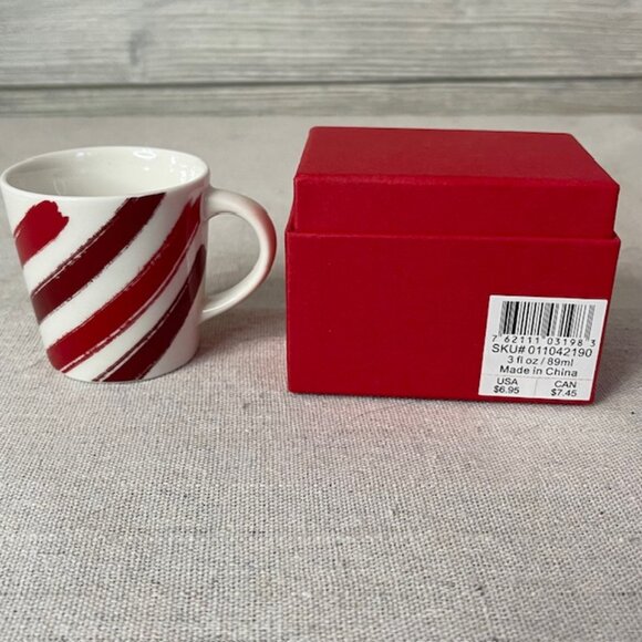 Starbucks SET 3 Holiday Christmas Candy Cane Stripe Mini Espresso Red Etched Mug - Picture 2 of 8